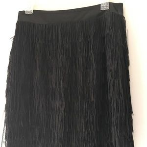 NWT New York & Company Black Fringe Skirt Size 4